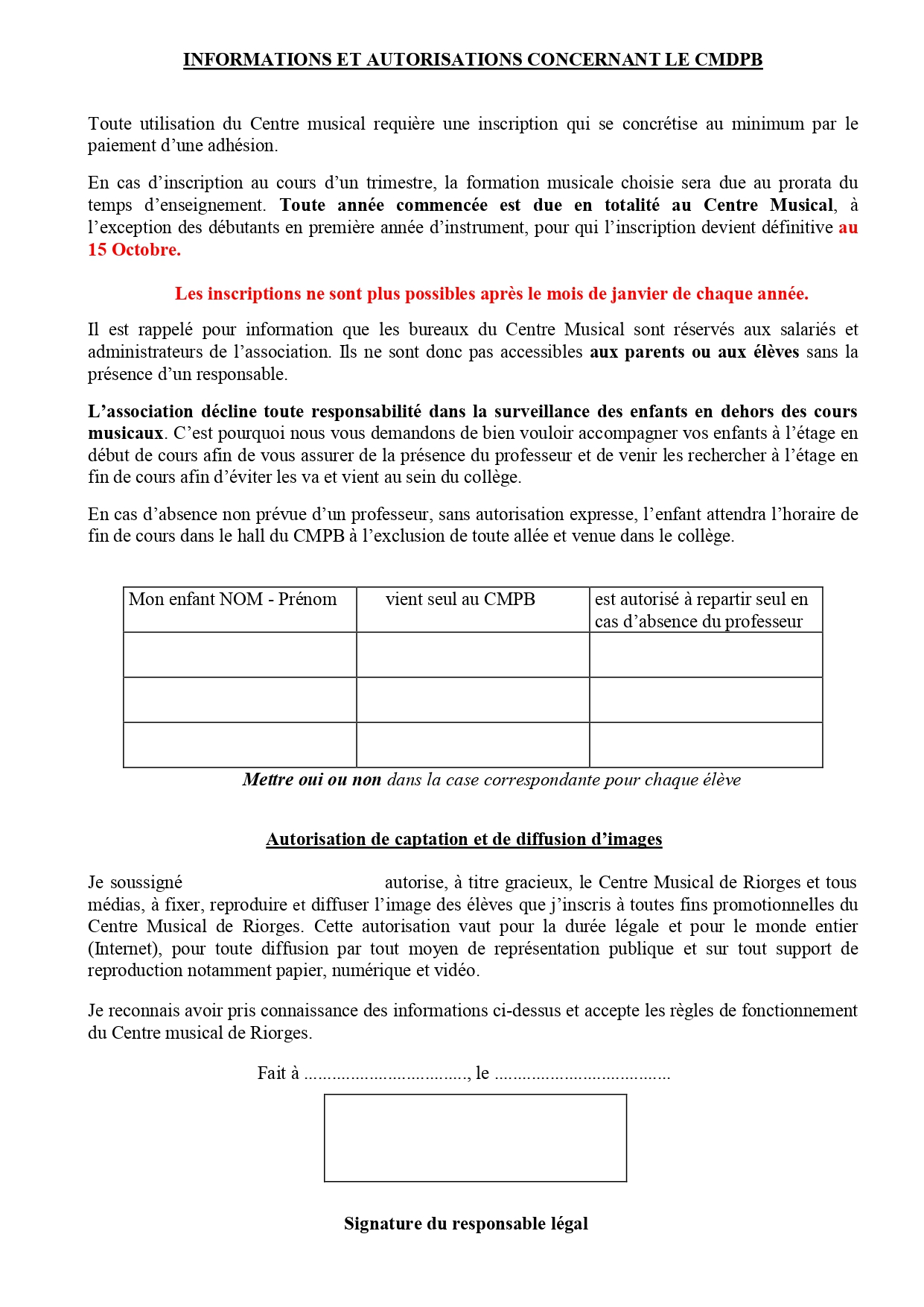 Inscription musique informations 2021 2022, Verso